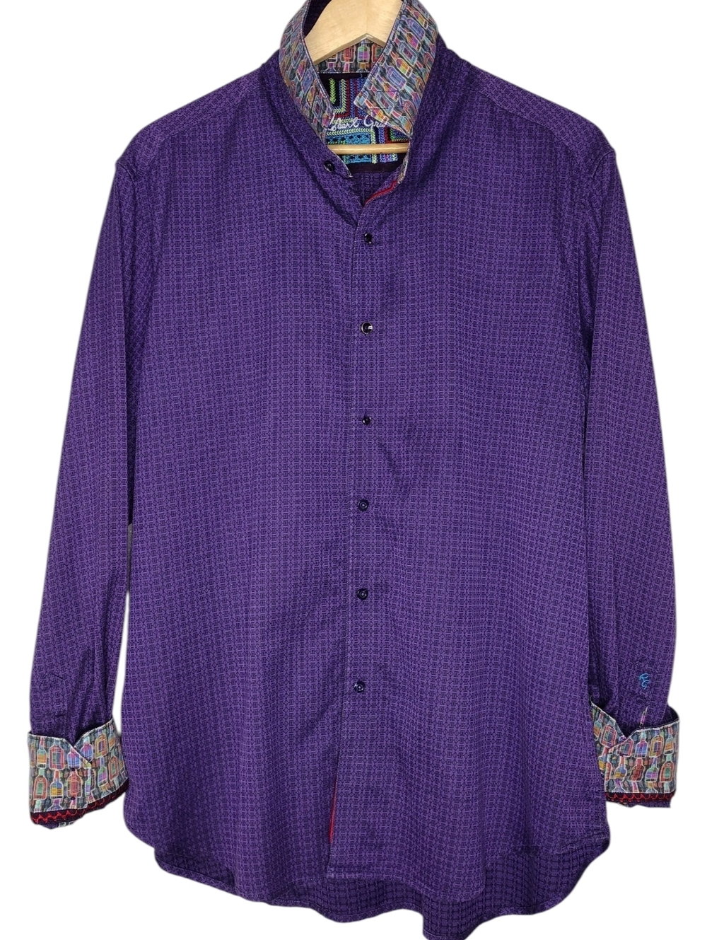 Robert Graham Classic Fit Purple Patterned Long Sleeve Button-Up Shirt Sz XL